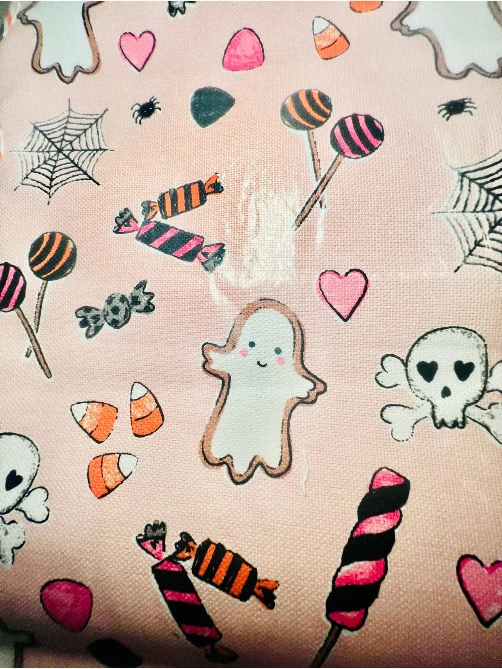Pink Halloween Creepy Confections Reversible Table Runner Cookies Candy